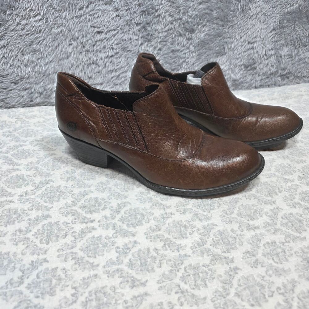 Born Rissa Brown Leather Heeled Short Ankle Boot Size 7.5 - Picture 4 of 7